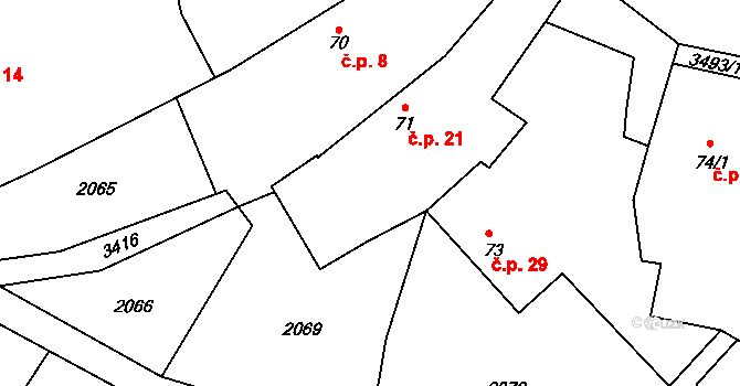 Nakvasovice 21, Čechtice na parcele st. 71 v KÚ Nakvasovice, Katastrální mapa