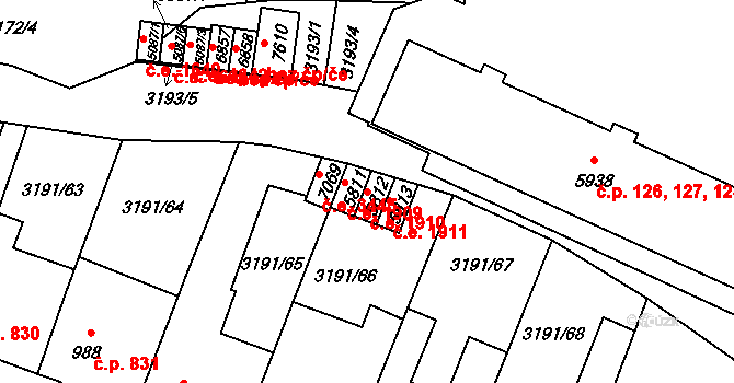 Zlín 1910 na parcele st. 5812 v KÚ Zlín, Katastrální mapa