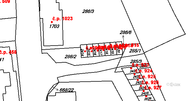 Uherské Hradiště 911,918 na parcele st. 2416 v KÚ Uherské Hradiště, Katastrální mapa