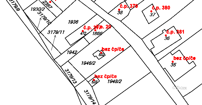 Uherské Hradiště 40638332 na parcele st. 532 v KÚ Mařatice, Katastrální mapa