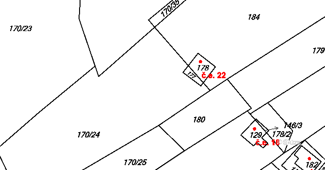 Černýšovice 40939332 na parcele st. 177 v KÚ Černýšovice, Katastrální mapa