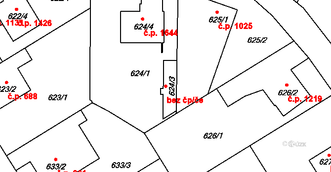 Rychnov nad Kněžnou 42901332 na parcele st. 624/3 v KÚ Rychnov nad Kněžnou, Katastrální mapa