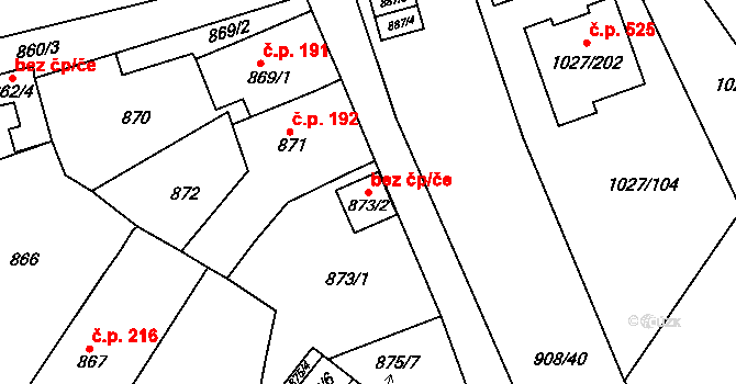 Teplice 43543332 na parcele st. 873/2 v KÚ Sobědruhy, Katastrální mapa