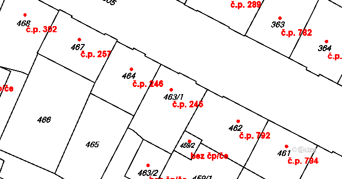 Předměstí 245, Opava na parcele st. 463/1 v KÚ Opava-Předměstí, Katastrální mapa