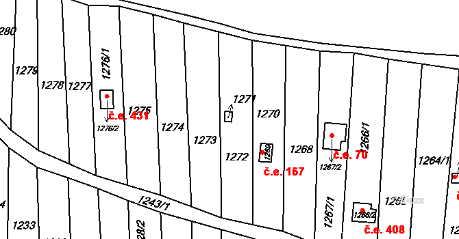 Brno 45597332 na parcele st. 1271 v KÚ Medlánky, Katastrální mapa