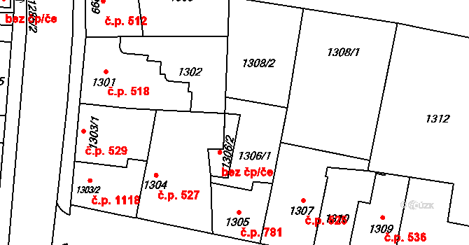 Sadská 46268332 na parcele st. 1306/2 v KÚ Sadská, Katastrální mapa