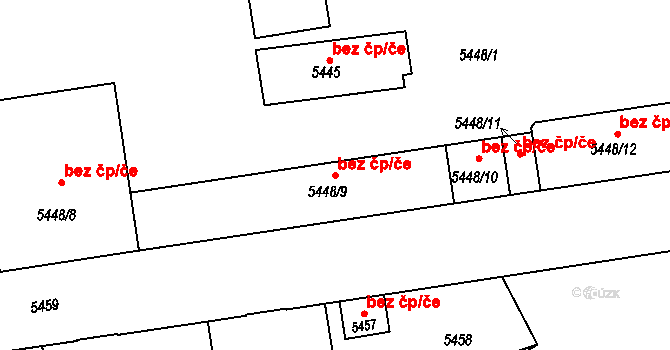 Kladno 48554332 na parcele st. 5448/9 v KÚ Kladno, Katastrální mapa