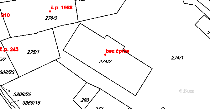 Pelhřimov 48612332 na parcele st. 274/2 v KÚ Pelhřimov, Katastrální mapa