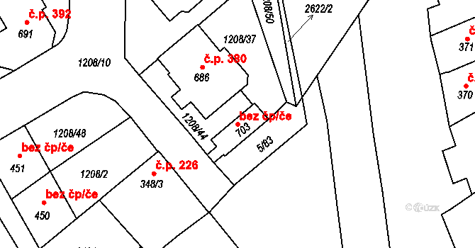 Popice 49202332 na parcele st. 703 v KÚ Popice, Katastrální mapa