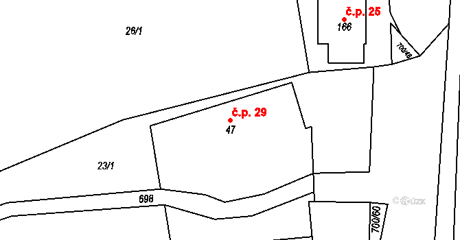 Jeníkov 29 na parcele st. 47 v KÚ Jeníkov u Hlinska, Katastrální mapa