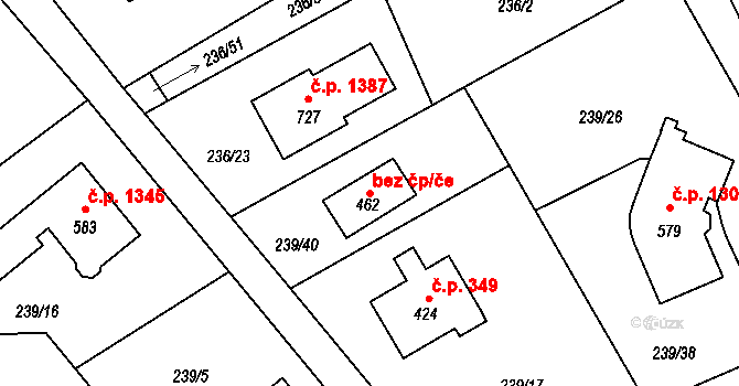 Kamenice 54449332 na parcele st. 462 v KÚ Štiřín, Katastrální mapa