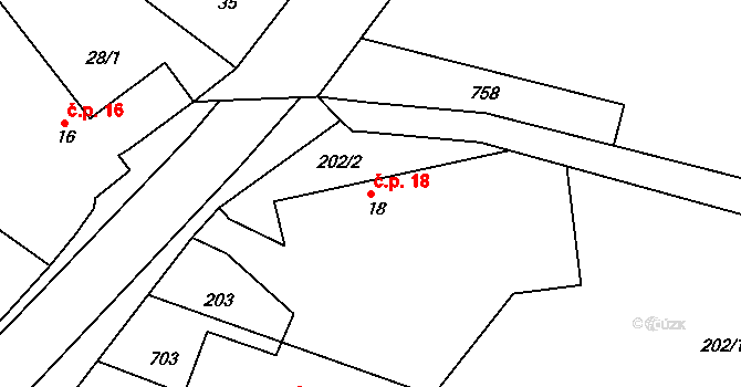 Svatkovice 18, Bernartice na parcele st. 18 v KÚ Svatkovice, Katastrální mapa