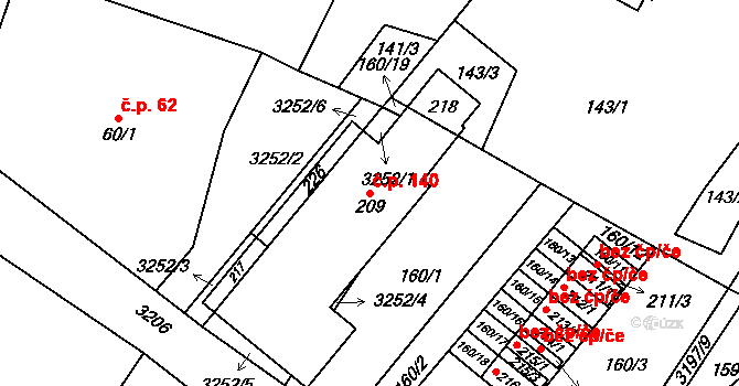 Lukavec 140, Fulnek na parcele st. 209 v KÚ Lukavec u Bílovce, Katastrální mapa