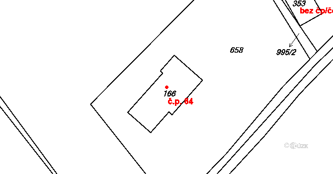 Roveň 64, Všelibice na parcele st. 166 v KÚ Všelibice, Katastrální mapa