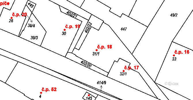 Maleč 18 na parcele st. 31/1 v KÚ Maleč u Chotěboře, Katastrální mapa