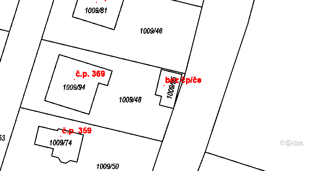Majetín 104770333 na parcele st. 1009/95 v KÚ Majetín, Katastrální mapa
