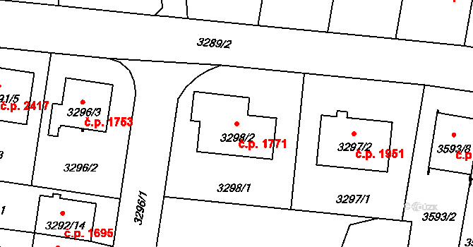 Dobrá Voda u Českých Budějovic 1771 na parcele st. 3298/2 v KÚ Dobrá Voda u Českých Budějovic, Katastrální mapa