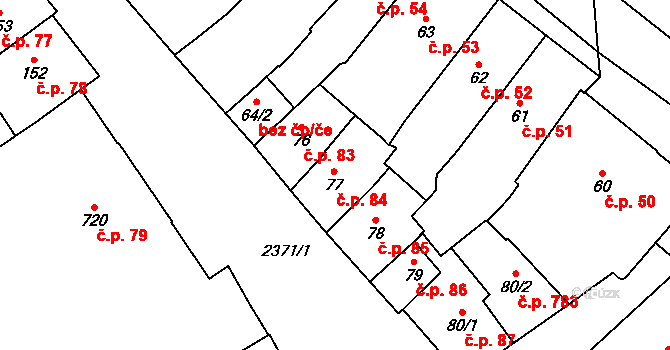 Polná 84 na parcele st. 77 v KÚ Polná, Katastrální mapa