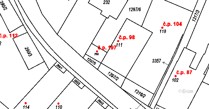 Novosedly nad Nežárkou 197 na parcele st. 268 v KÚ Novosedly nad Nežárkou, Katastrální mapa