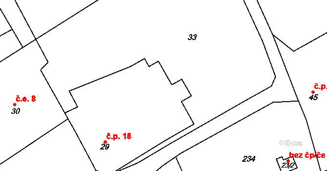 Podbrdy 18 na parcele st. 29 v KÚ Podbrdy, Katastrální mapa