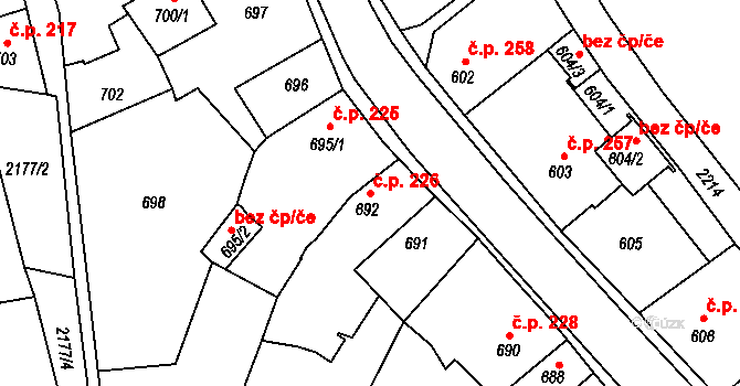 Březnice 226 na parcele st. 692 v KÚ Březnice, Katastrální mapa