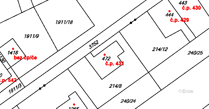 Bohosudov 431, Krupka na parcele st. 472 v KÚ Bohosudov, Katastrální mapa