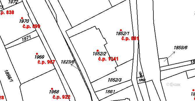 Smržovka 1341 na parcele st. 1852/2 v KÚ Smržovka, Katastrální mapa