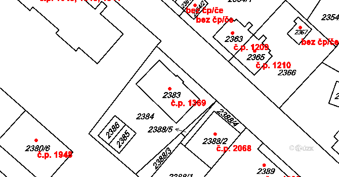 Sokolov 1369 na parcele st. 2383 v KÚ Sokolov, Katastrální mapa