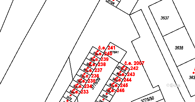 Jirkov 241 na parcele st. 3587 v KÚ Jirkov, Katastrální mapa