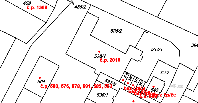 Černá Pole 2015, Brno na parcele st. 538/1 v KÚ Černá Pole, Katastrální mapa