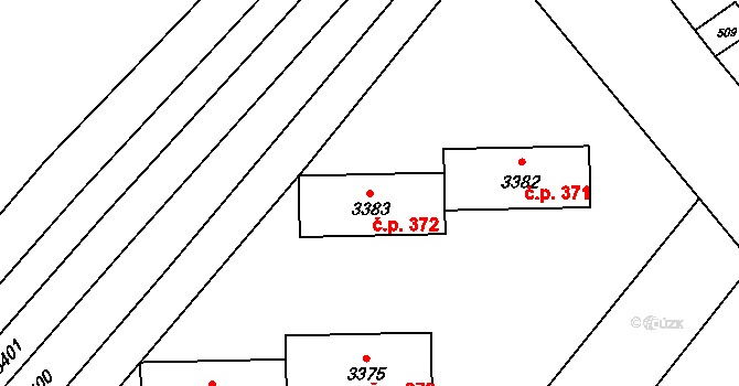 Šaratice 372 na parcele st. 3383 v KÚ Šaratice, Katastrální mapa
