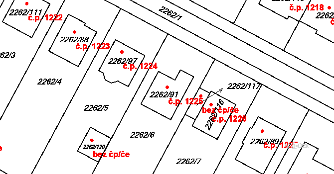Hustopeče 1225 na parcele st. 2262/91 v KÚ Hustopeče u Brna, Katastrální mapa