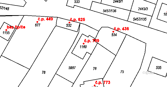 Polešovice 769 na parcele st. 1160 v KÚ Polešovice, Katastrální mapa