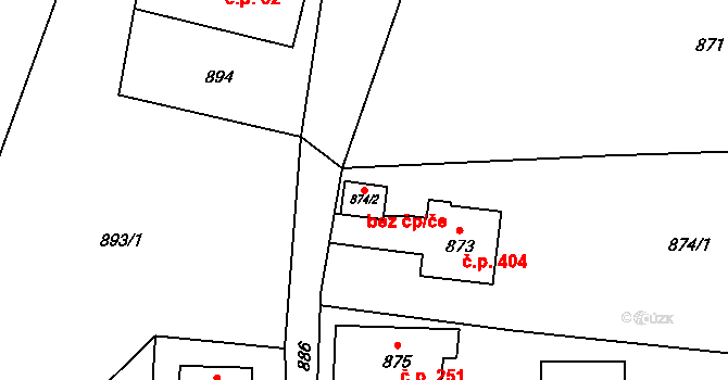 Tichá 38958333 na parcele st. 874/2 v KÚ Tichá na Moravě, Katastrální mapa