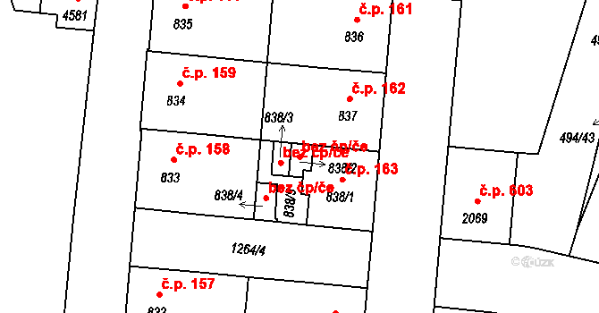 Mladá Boleslav 39299333 na parcele st. 838/2 v KÚ Mladá Boleslav, Katastrální mapa