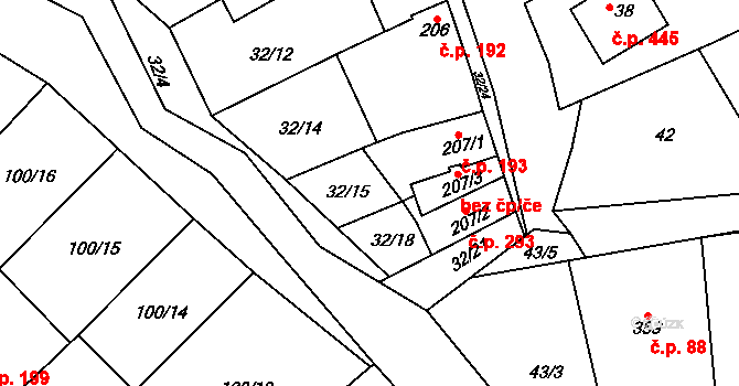 Traplice 40635333 na parcele st. 207/3 v KÚ Traplice, Katastrální mapa