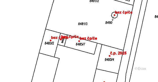 Plzeň 41225333 na parcele st. 8485/7 v KÚ Plzeň, Katastrální mapa
