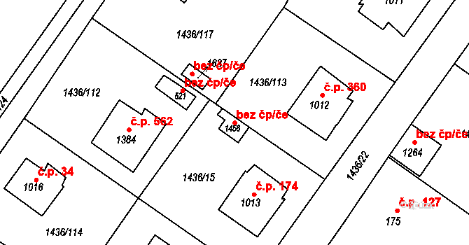 Čerčany 41532333 na parcele st. 1458 v KÚ Čerčany, Katastrální mapa