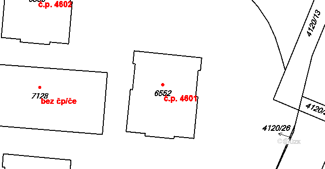Zlín 4601 na parcele st. 6552 v KÚ Zlín, Katastrální mapa