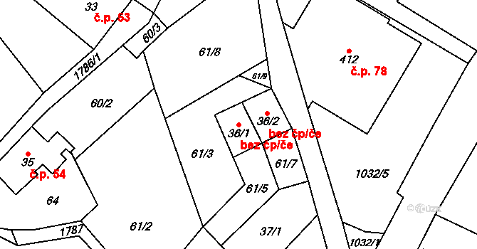 Bozkov 44726333 na parcele st. 36/1 v KÚ Bozkov, Katastrální mapa
