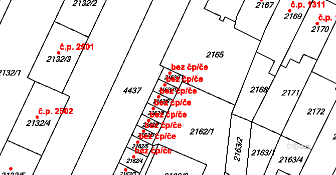 Teplice 45119333 na parcele st. 2162/10 v KÚ Teplice, Katastrální mapa