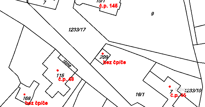 Javorník 46572333 na parcele st. 209 v KÚ Javorník u Svitav, Katastrální mapa