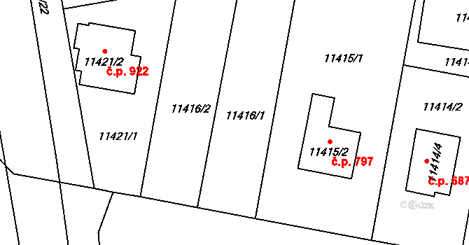 Plzeň 48186333 na parcele st. 11416/3 v KÚ Plzeň, Katastrální mapa