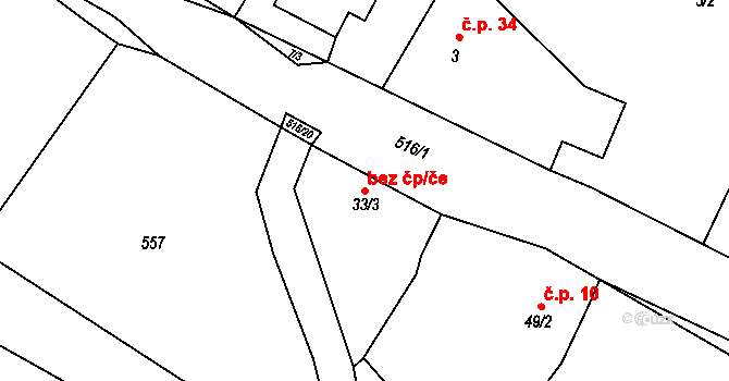 Lešná 50112333 na parcele st. 33/3 v KÚ Mštěnovice, Katastrální mapa