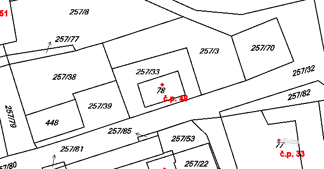 Rybník 48 na parcele st. 78 v KÚ Rybník nad Radbuzou, Katastrální mapa