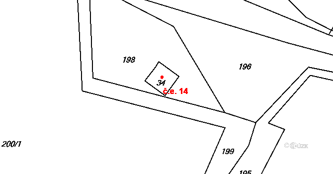 Lešišov 14, Mokrosuky na parcele st. 34 v KÚ Lešišov, Katastrální mapa