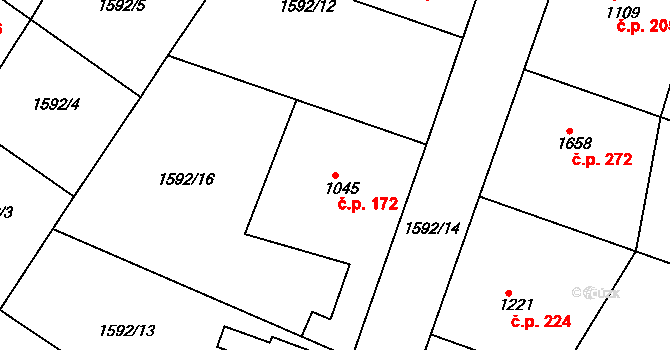 Sušice III 172, Sušice na parcele st. 1045 v KÚ Sušice nad Otavou, Katastrální mapa