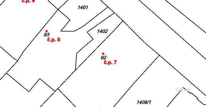 Čepinec 7, Žinkovy na parcele st. 92 v KÚ Žinkovy, Katastrální mapa