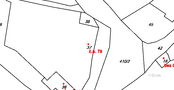 Bušovice 79 na parcele st. 37 v KÚ Bušovice, Katastrální mapa