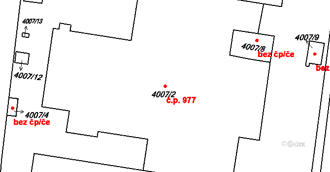 Zábřeh 977 na parcele st. 4007/2 v KÚ Zábřeh na Moravě, Katastrální mapa